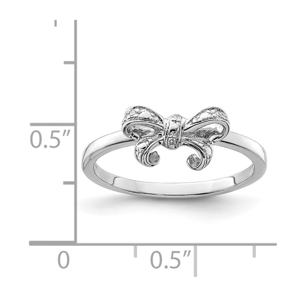 Sterling Silver Rhodium Plated Diamond Bow Ring