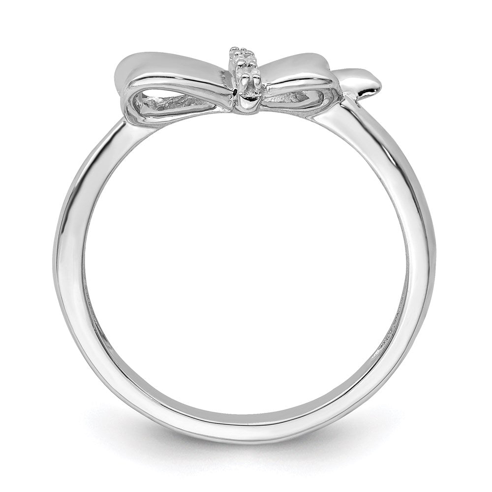 Sterling Silver Rhodium Plated Diamond Bow Ring