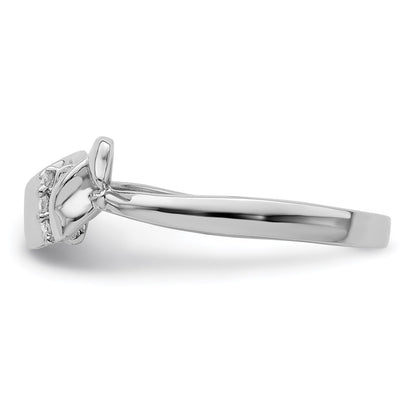 Sterling Silver Rhodium Plated Diamond Bow Ring