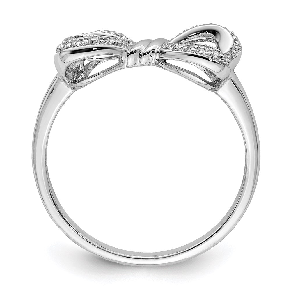 Sterling Silver Rhodium Plated Diamond Bow Ring
