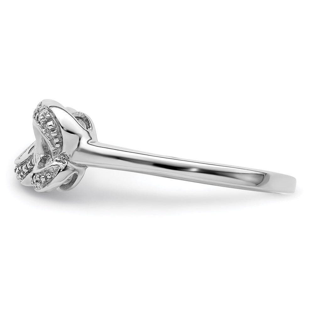 Sterling Silver Rhodium Plated Diamond Bow Ring