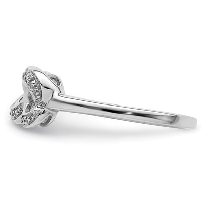 Sterling Silver Rhodium Plated Diamond Bow Ring