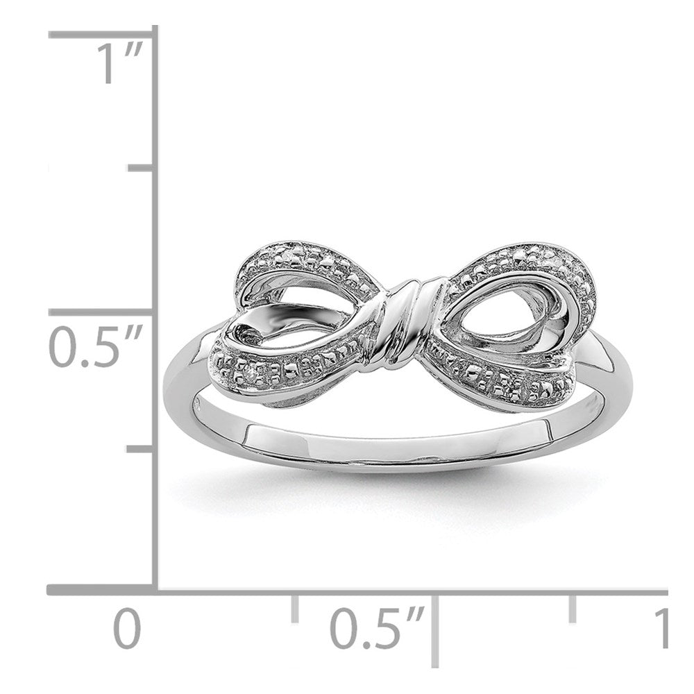 Sterling Silver Rhodium Plated Diamond Bow Ring