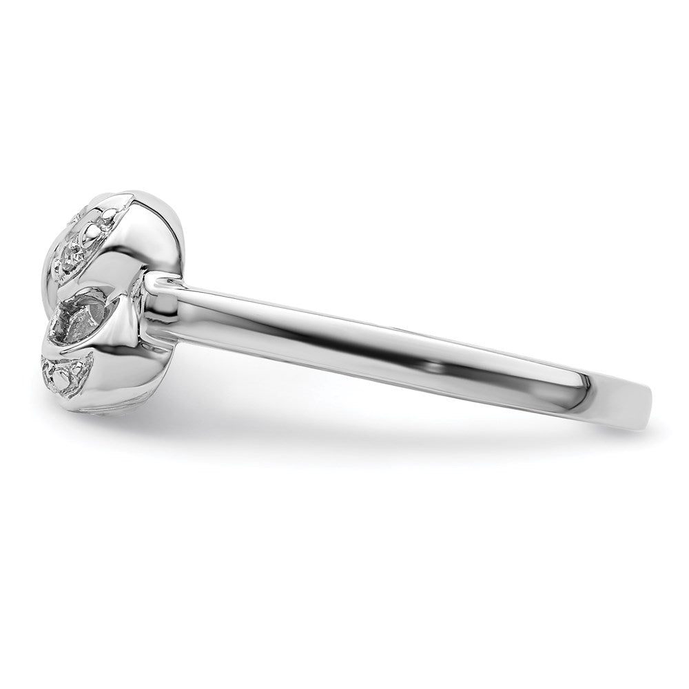 Sterling Silver Rhodium Plated Diamond Bow Ring