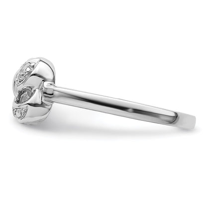 Sterling Silver Rhodium Plated Diamond Bow Ring