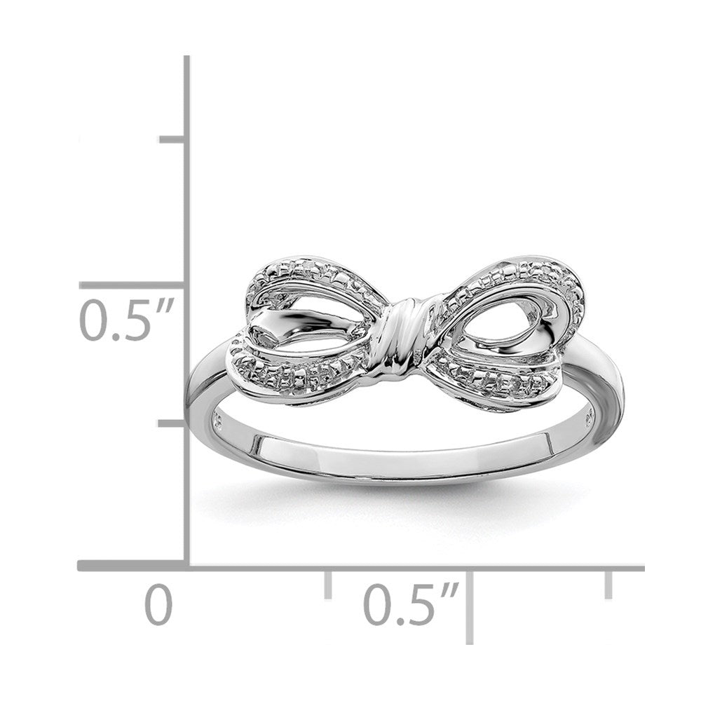 Sterling Silver Rhodium Plated Diamond Bow Ring