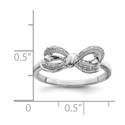 Sterling Silver Rhodium Plated Diamond Bow Ring