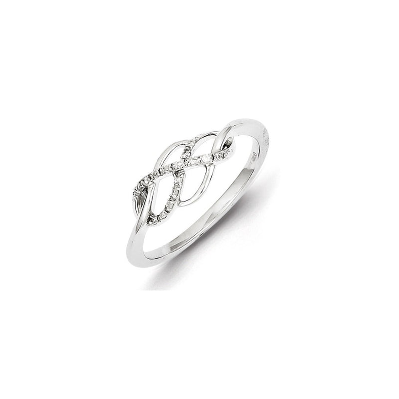 Sterling Silver Diamond w/ Simple Twist Design Ring