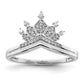 Sterling Silver Rhodium Plated Diamond Crown Ring