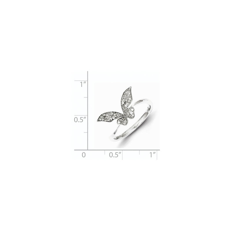 Sterling Silver Rhodium Plated Diamond Butterfly Ring