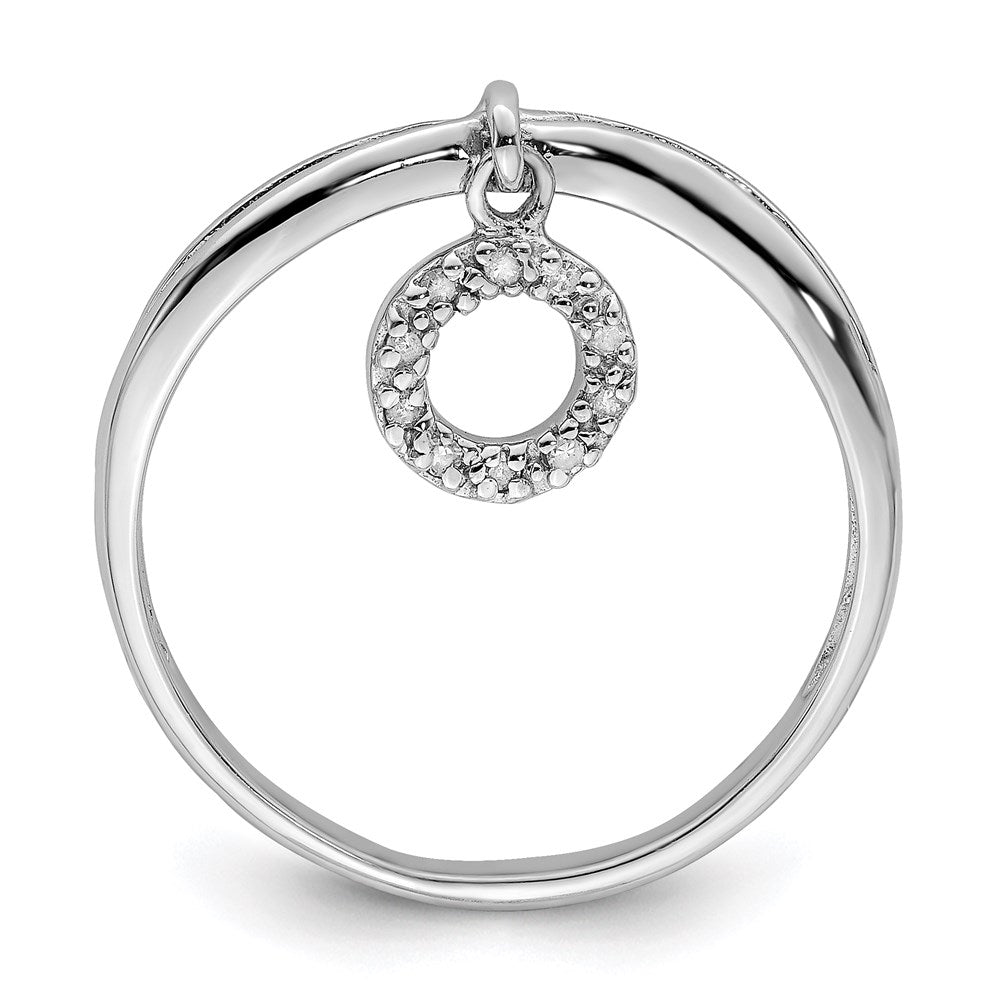 Sterling Silver Rhodium Plated Diamond Circle Dangle Ring