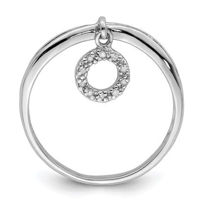 Sterling Silver Rhodium Plated Diamond Circle Dangle Ring