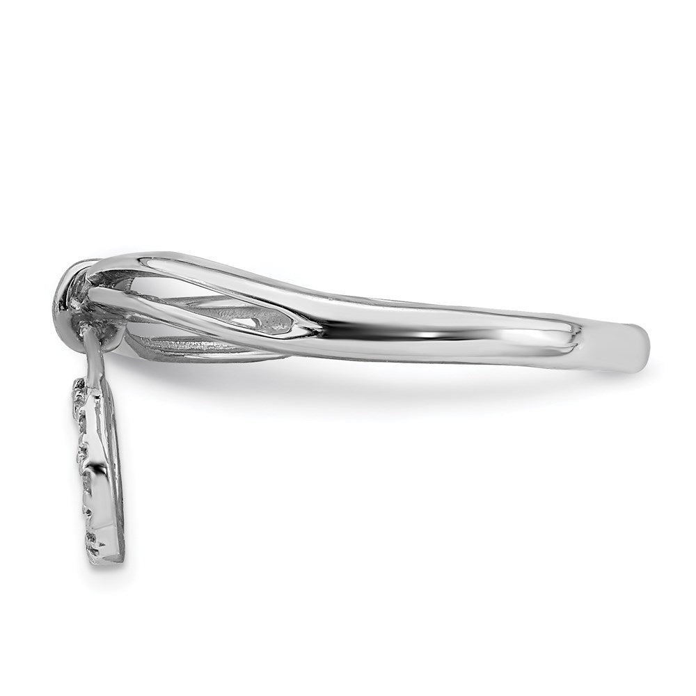 Sterling Silver Rhodium Plated Diamond Circle Dangle Ring