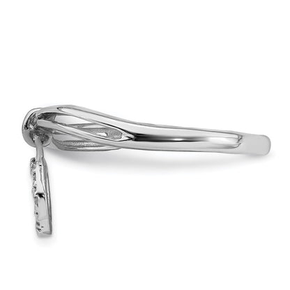 Sterling Silver Rhodium Plated Diamond Circle Dangle Ring
