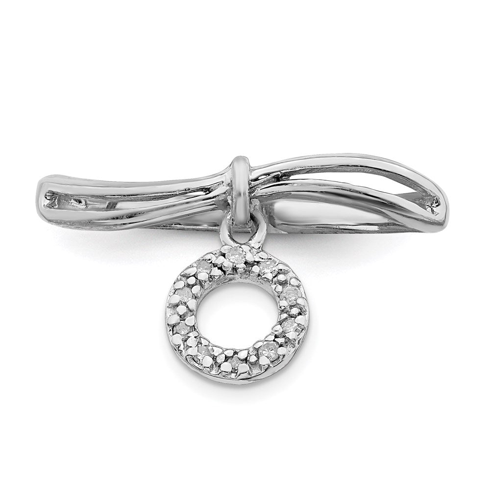 Sterling Silver Rhodium Plated Diamond Circle Dangle Ring