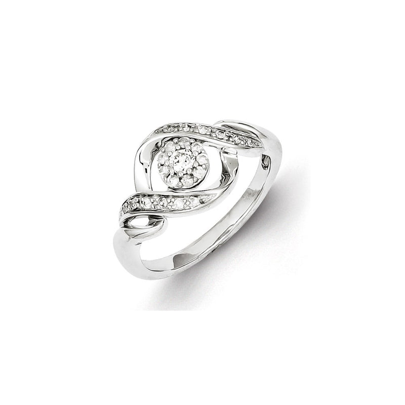 Sterling Silver Rhodium Plated Diamond Ring