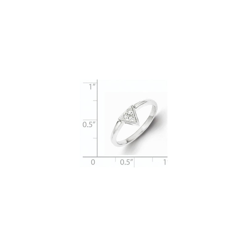 Sterling Silver Rhodium Plated Diamond Triangle Ring