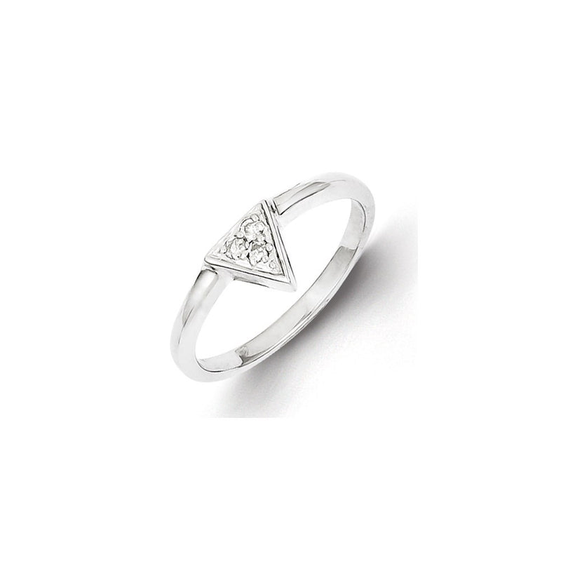 Sterling Silver Rhodium Plated Diamond Triangle Ring