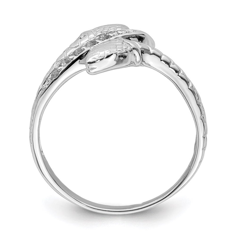 Sterling Silver Rhodium-plated w/Blue Topaz Snake Ring