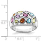 Sterling Silver Rhodium-plated Multi Gemstone Ring