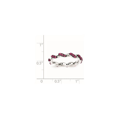 Sterling Silver Rhodium-plated Created Ruby Twisted Eternity Ring
