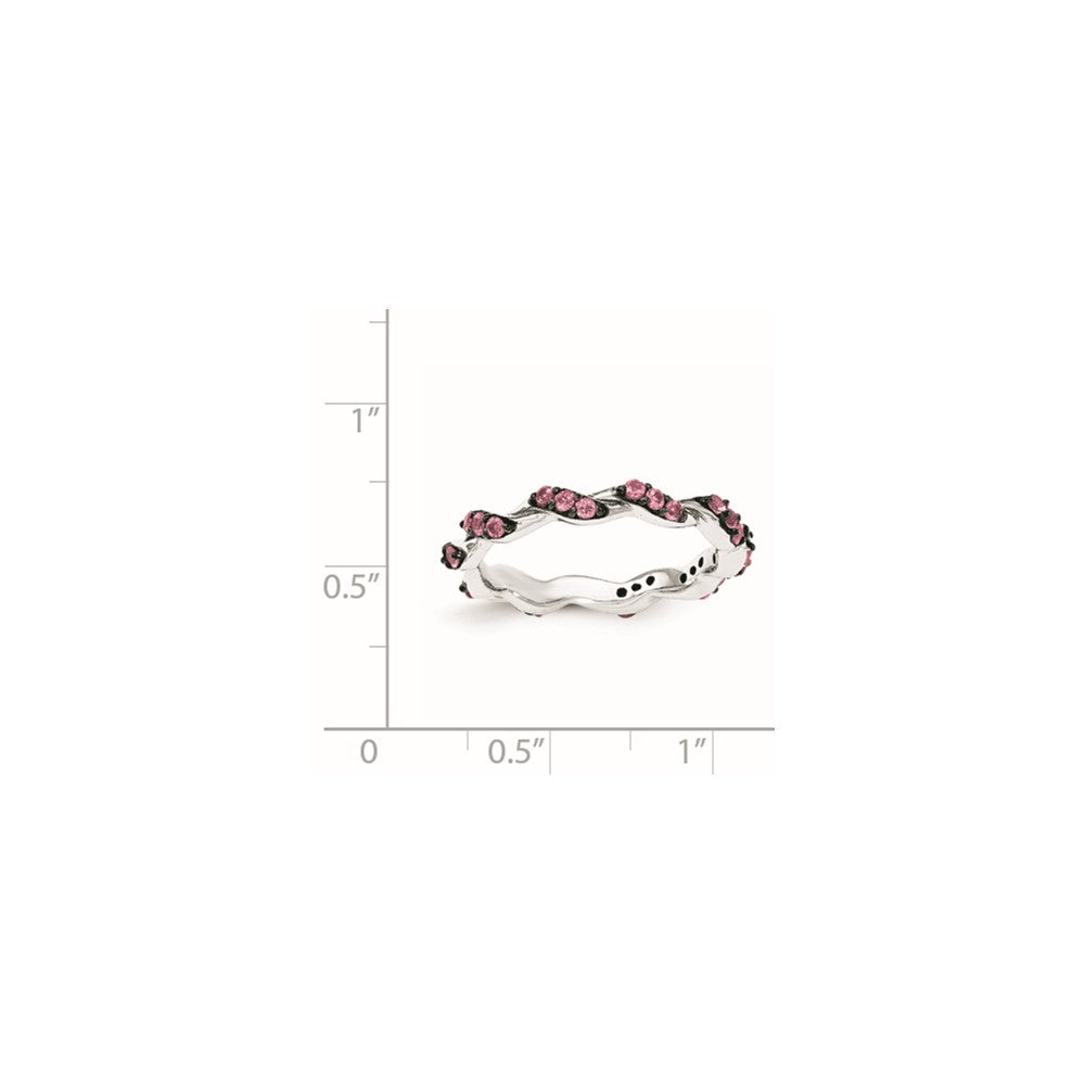Sterling Silver Rhodium-plated Pink Tourmaline Twisted Eternity Ring