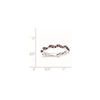 Sterling Silver Rhodium-plated Pink Tourmaline Twisted Eternity Ring