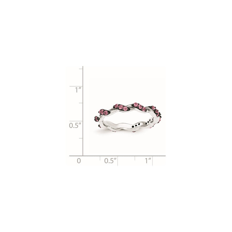 Sterling Silver Rhodium-plated Pink Tourmaline Twisted Eternity Ring