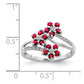 Sterling Silver Rhodium-plated 3 Flower Ruby and Diamond Ring