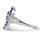 Sterling Silver Rhodium-plated 3 Flower Sapphire and Diamond Ring