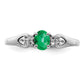 Sterling Silver Rhodium-plated Emerald and White Sapphire Ring