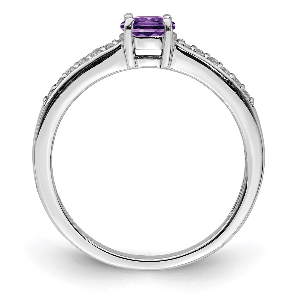 Sterling Silver Rhodium-plated Amethyst and White Topaz Ring