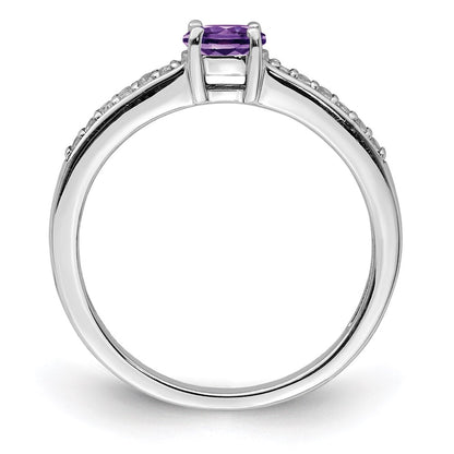 Sterling Silver Rhodium-plated Amethyst and White Topaz Ring