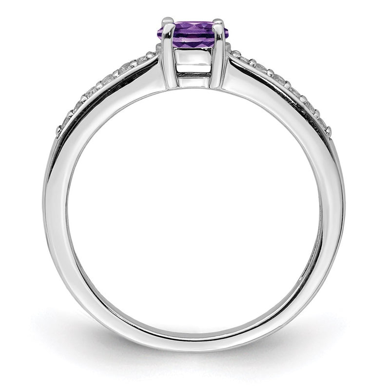 Sterling Silver Rhodium-plated Amethyst and White Topaz Ring