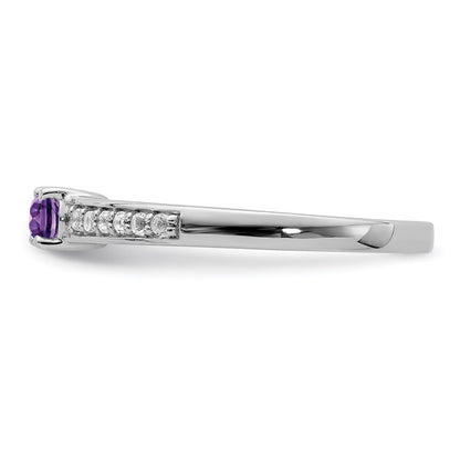 Sterling Silver Rhodium-plated Amethyst and White Topaz Ring