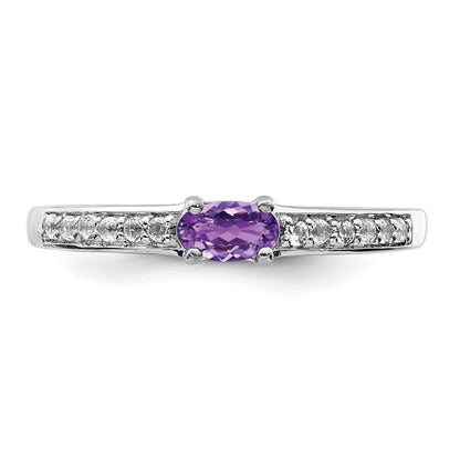 Sterling Silver Rhodium-plated Amethyst and White Topaz Ring