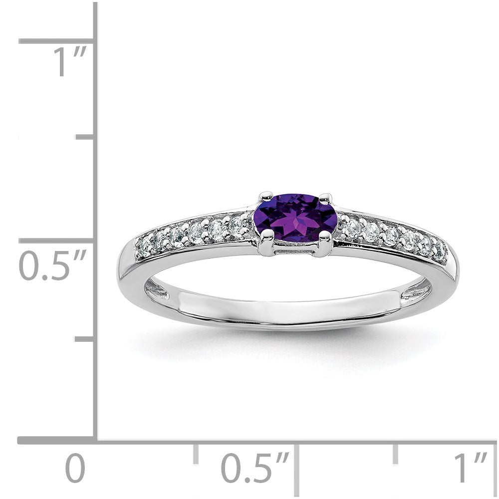 Sterling Silver Rhodium-plated Amethyst and White Topaz Ring