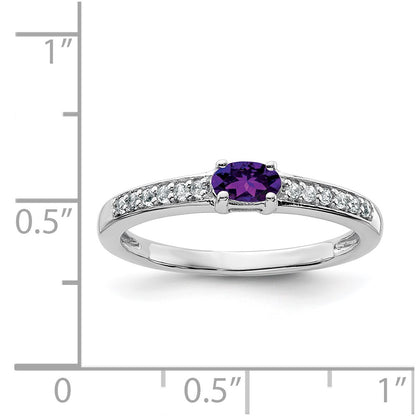 Sterling Silver Rhodium-plated Amethyst and White Topaz Ring
