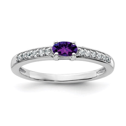 Sterling Silver Rhodium-plated Amethyst and White Topaz Ring