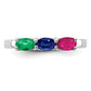 Sterling Silver Rhodium-plated Emerald/Ruby/Sapphire Ring