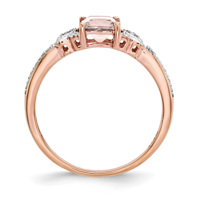 Sterling Silver Rose Gold-plated Morganite & Diamond Ring