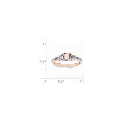 Sterling Silver Rose Gold-plated Morganite & Diamond Ring
