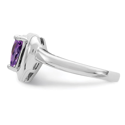 Sterling Silver Rhodium-plated Amethyst and White Topaz Heart Ring