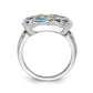 Sterling Silver Rhodium-plated Multi Gemstone Ring