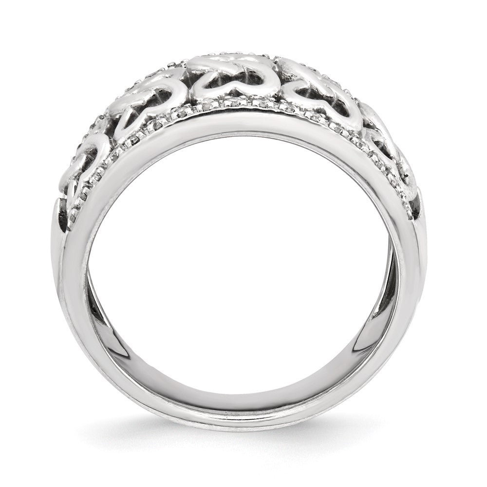 Sterling Silver Diamond Hearts Ring