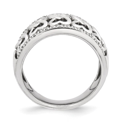 Sterling Silver Diamond Hearts Ring