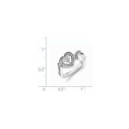 Sterling Silver Diamond Heart Ring