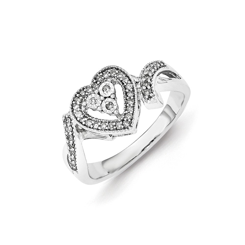 Sterling Silver Diamond Heart Ring