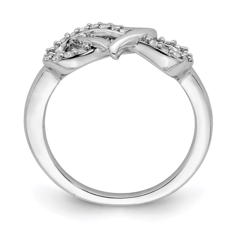 Sterling Silver Rhodium Diamond Infinity Symbol Heart Ring