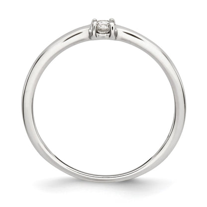 Sterling Silver Polished Diamond Ring
